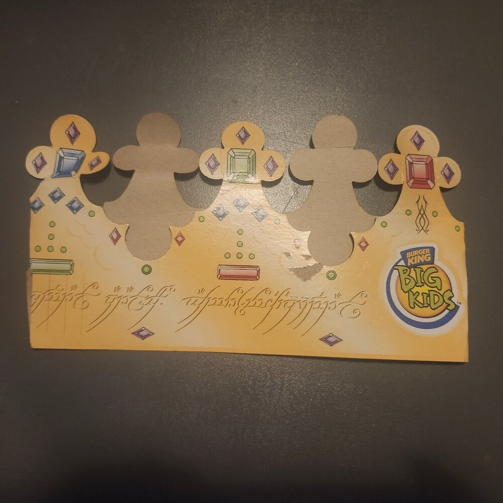 Lord of the Rings Burger King Crown Big Kids Meal Ultra Rare Vintage 2001